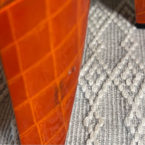 Enzo Angiolino’s ‘Eagemma’ Vibrant Orange Diamond Peep Toe Heels - Size 5 1/2 M - Picture 9 of 13